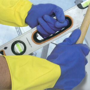 Luvas Bicolor Azul/ Amarelo Reforçadas Extra Forte